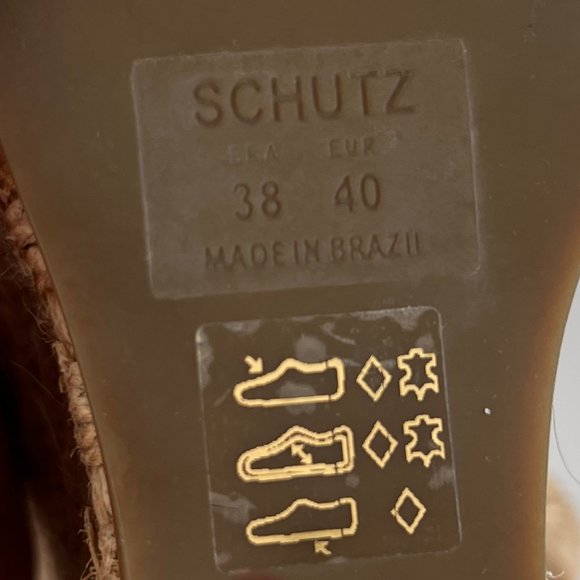 Schutz Leather Espadrille Woven Raffia Jute Strappy Platform Heels Wedge Sandals - Picture 8 of 9